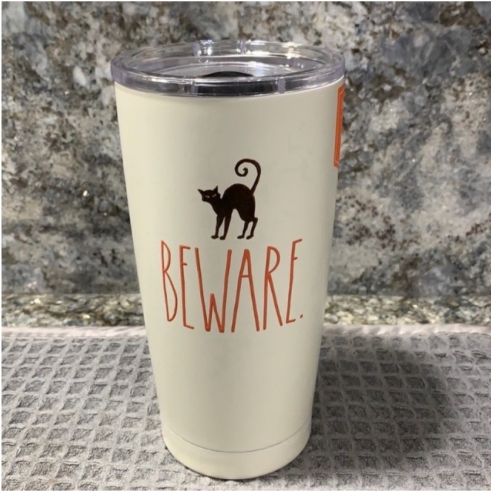 NWT Rae Dunn “BEWARE” Halloween Insulated Stainless Steel Tumbler 17 oz